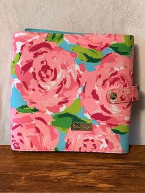 Lilly Pulitzer Floral Jewelry Organizer Travel Case Jewelry Roll Pink Blue